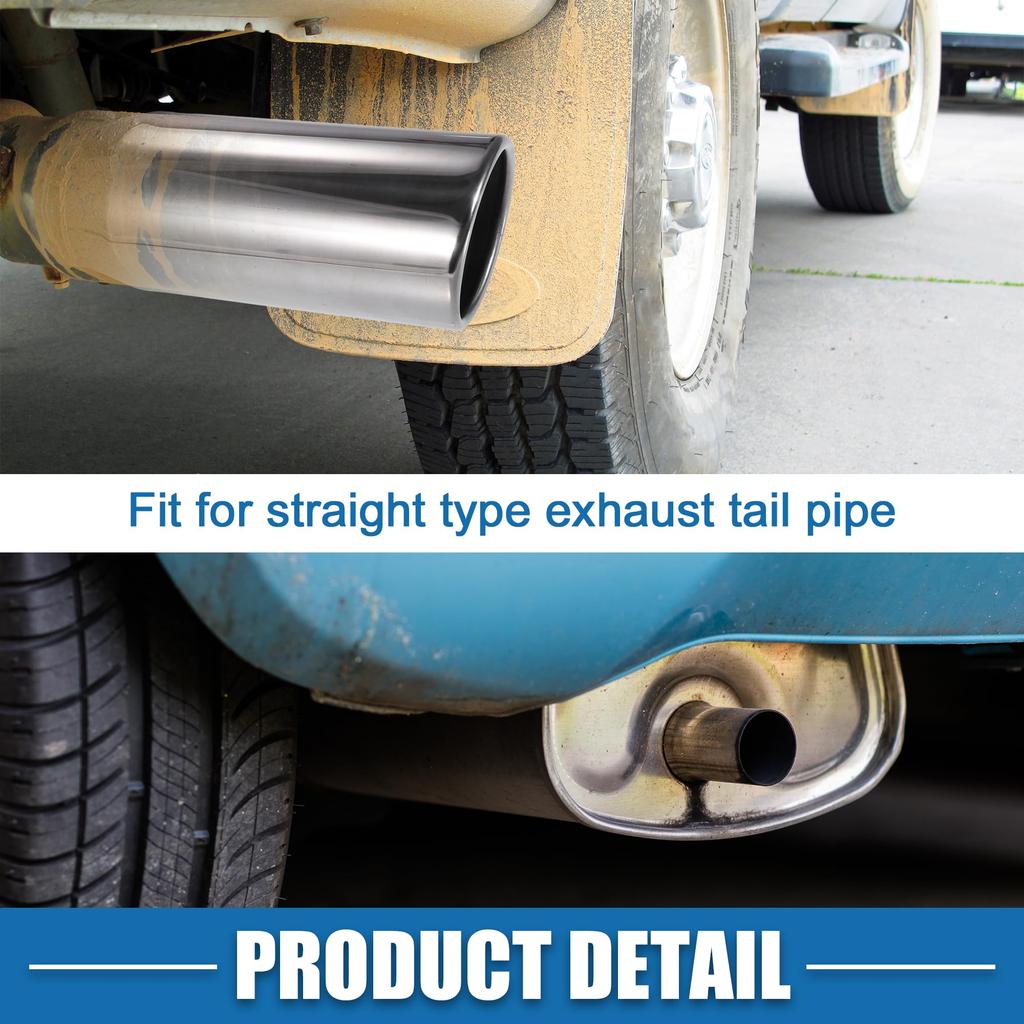 ABSOPRO Adjustable Exhaust Tailpipe for Car 67mm 220mm Muffler Stainless Silver Tone Trucks, 27-55mm Inlet, Outlet, Length, Bolt-On Tip, Steel,