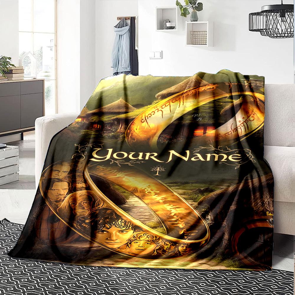 Lord Rings Customize Text Blanket Multi-purpose Personalized Blanket Warmthful Decor Suitable for Office Office Chair Seaside Livingroom