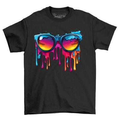 Sonnenbrille Farbe Spritzer Design T-Shirt Herren Damen T-Shirts Top - Die Coolsten Brillen der Stadt! Lustiges T-Shirt Herren Damen T-Shirts Top