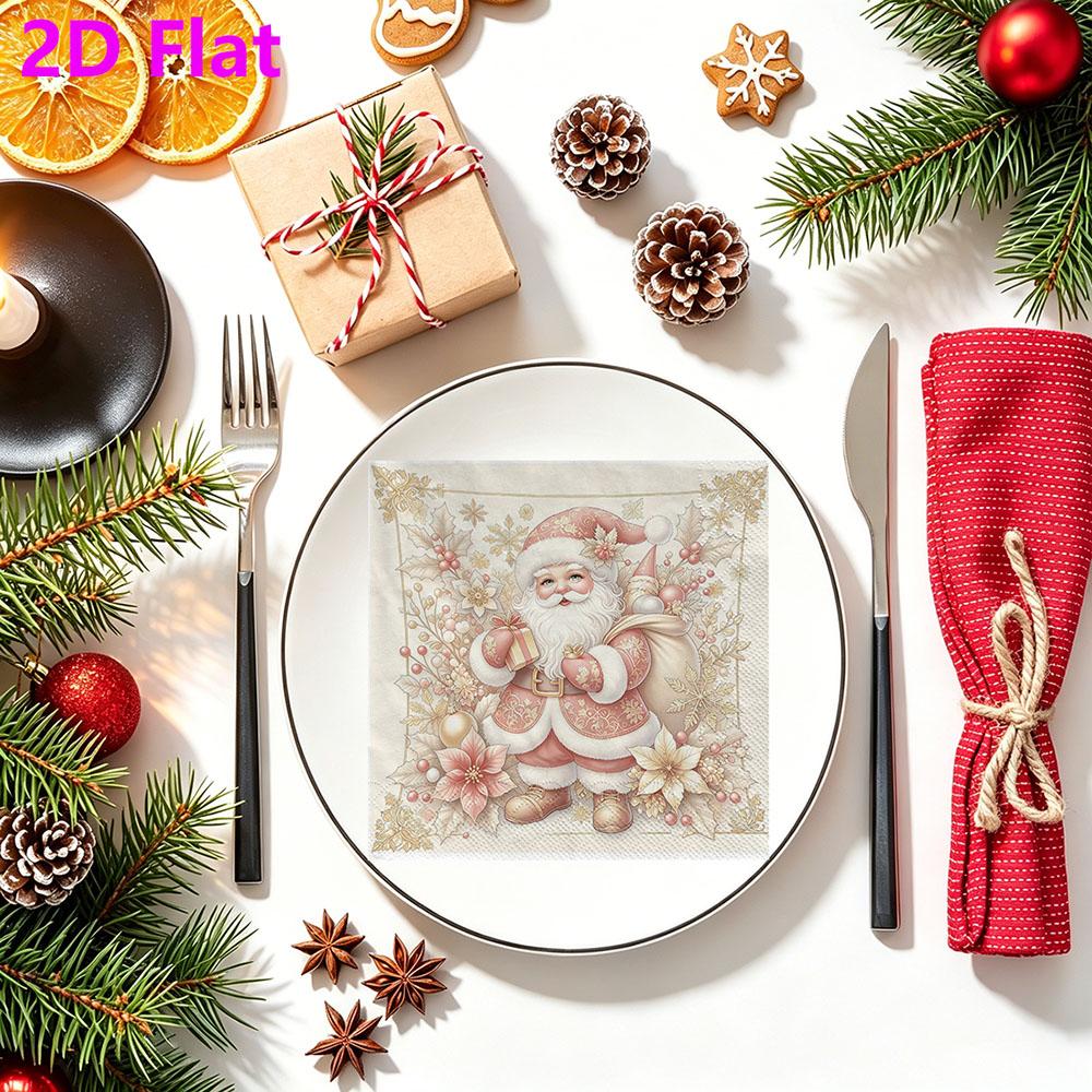 20pcs Disposable Napkins with Santa Claus Pattern Print for Wedding,Parties,and Daily Use for Thanksgiving Fall Christmas Table Decoration