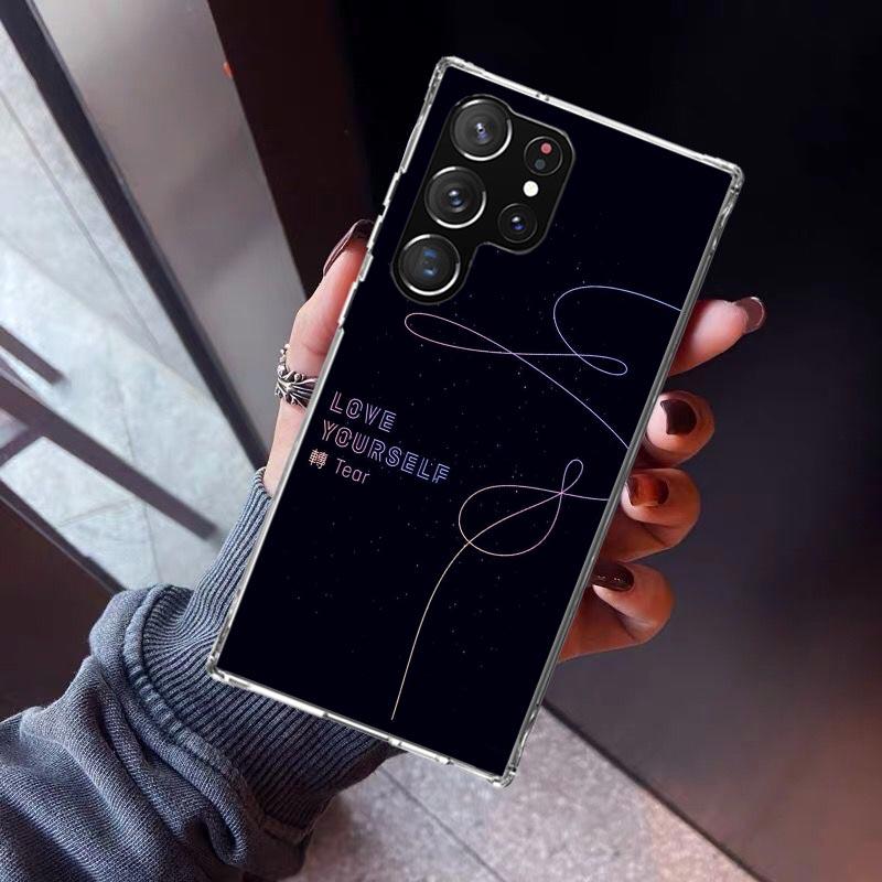 Love Yourself Flower Heart Line Kpop Phone Case For Samsung Galaxy S23 S24 S25 Edge S26 Ultra S22 + S21 Plus S20 FE Cover Silico