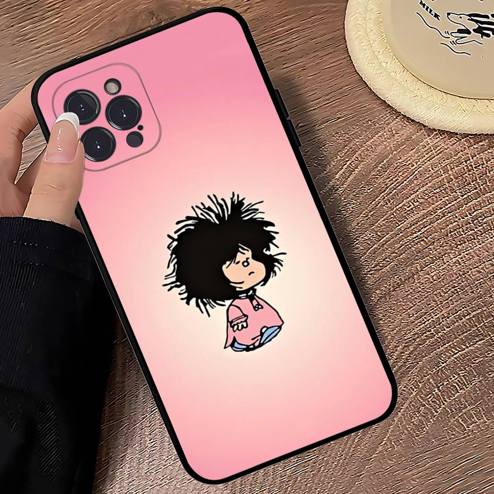 Hot Mafalda Phone Case For iPhone 16 15 14 13 12 Mini 11 Pro XS Max X XR SE 6 7 8 Plus Soft Silicone Cover