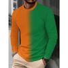Men's Crew Neck Long Sleeve T-Shirt Fashion Gradient Color Letter Print Casual Top Trendy Versatile Base Layer Youth Sports Breathable Tee,