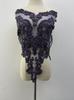 Rhinestone Tassel Dark Purple Beaded Lace Fabric with Motif Rhinestones Flower Shape Embroidery Trim for Wedding Dress