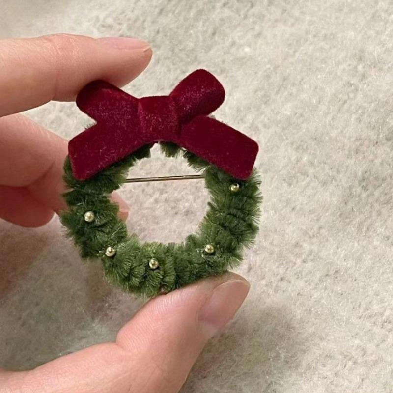 Christmas Limited Edition Atmosphere Bow Brooch Small Fragrance Type Autumn and Winter Item Girl Clothing Accessories Brooch