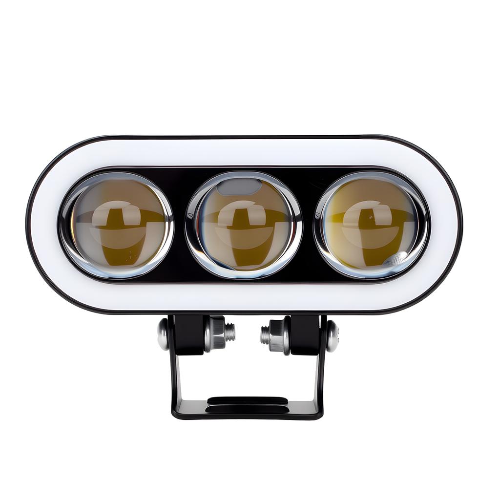 Motorcycle Headlights LED Lens Spotlight Dual Color Flash Light Fog Lamp Aperture Motorcycle Work Light Decorative Scooters