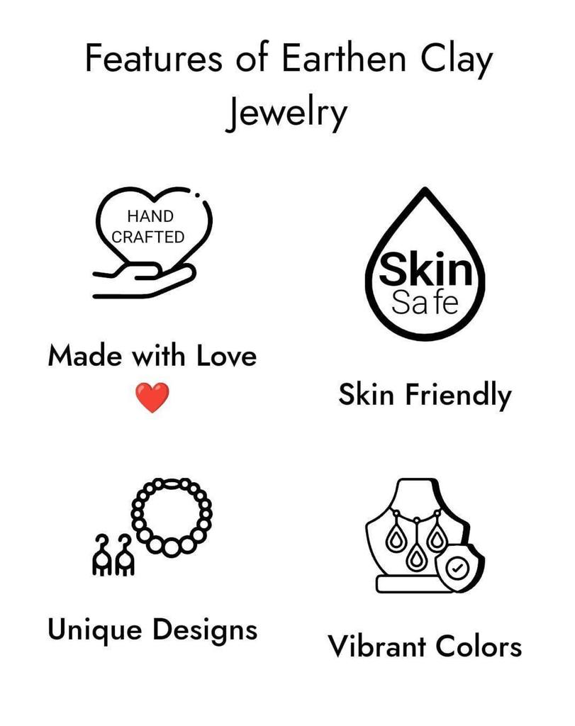 Handmade Terracotta Jewelry Set: Dangle Necklace & Ears