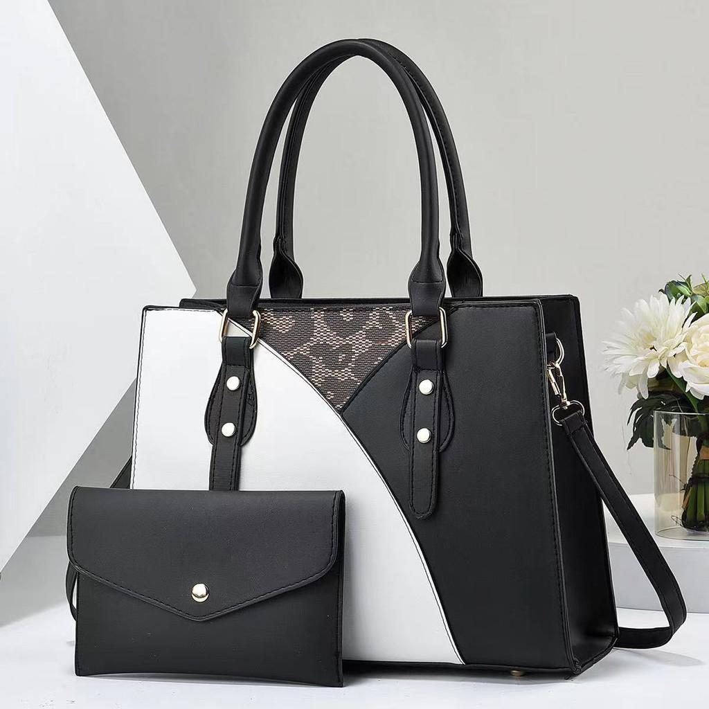 

Stylish Versatile Color Block Shoulder And Crossbody Handbag For Women In Trendy Pu Material чёрный
