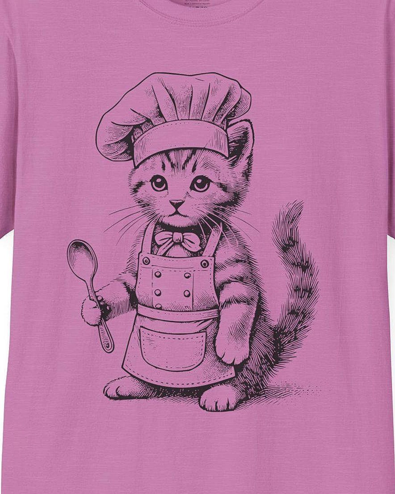 Engraved Kitten Chef T-Shirt/ Unisex Softstyle T-Shirt S