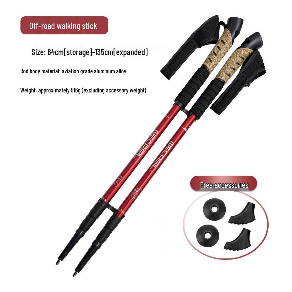 Aluminum Alloy 6061 Cork Handle Trekking Pole N301 Nordic Walking Stick