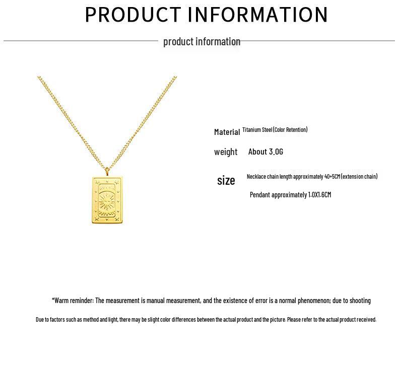 European & American Style Simple Titanium Steel Sun & Star Pendant Necklace