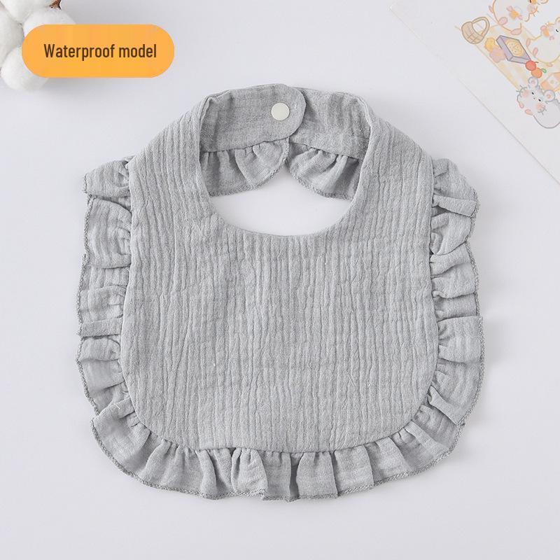 Ruffle Lace Waterproof Cotton Baby Bib (Seven-Layer Gauze)