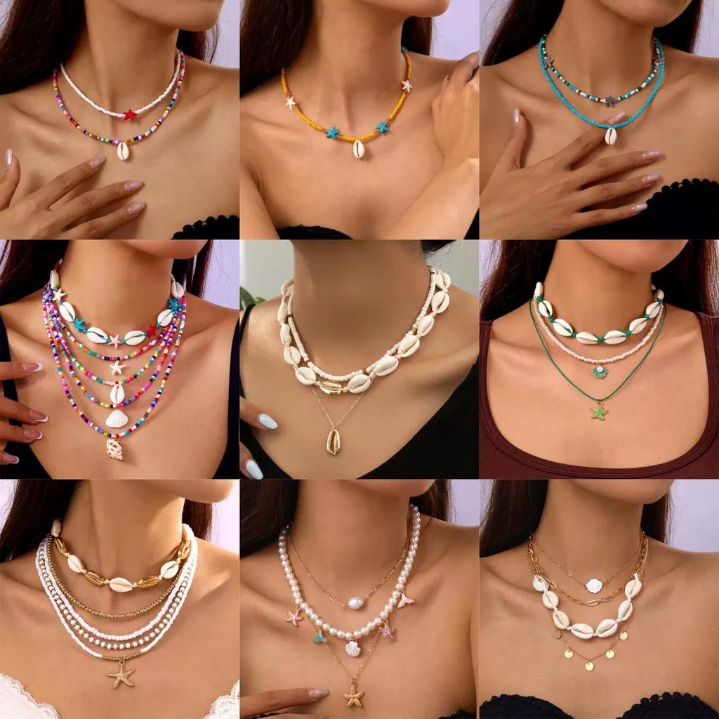 Noter New Fashion Women Choker Necklace Bohemia Starfish Shell Pendant Collar Leisure Versatile Accessories Perfect Gift For Her