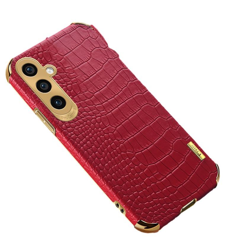 

For Samsung Galaxy A15 4G/5G Case Crocodile Texture 6D Electroplating Smart Phone Cover Red