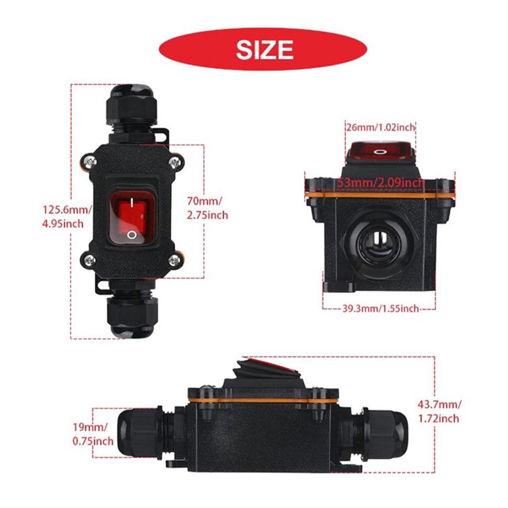 12-24V Waterproof Switch IP67 Outdoor Rainproof & Waterproof Ship Type Switch Rainproof Junction Box Power Switch Toggle Switch