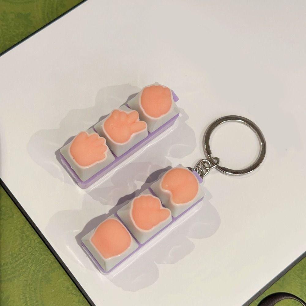 Decompression Keyboard Key Fidget Keychain DIY Keycaps Keyboard Key Toy Clicker Toy  Stress Relief