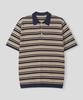 BLACK MOMENT Retro Striped Collared Knit Polo [Lime Mix]