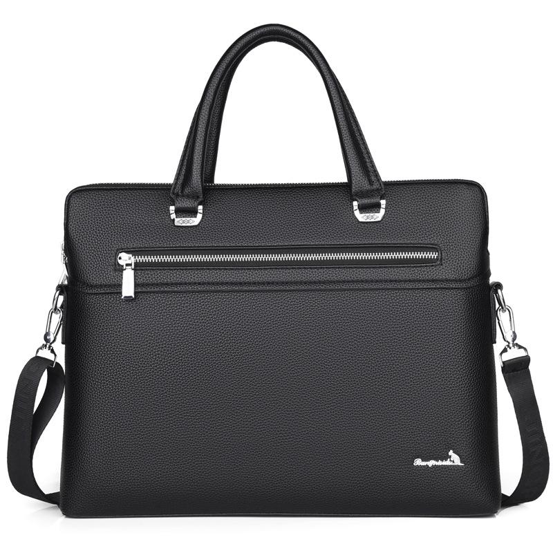 

TS JYL laptop bag,Large Business Handbag Men Briefcase Soft Leather A4 Shoulder Crossbody 14 inches чёрный