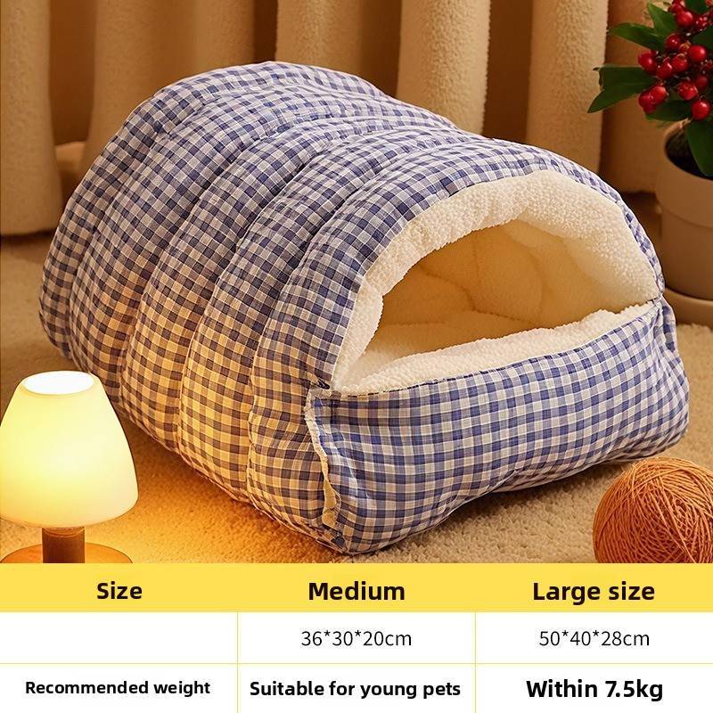 Cama Aconchegante Isolada Para Animais de Estimação Com Capa Removível Para Uso no Inverno Adequada Para Gatos e Cães Pequenos