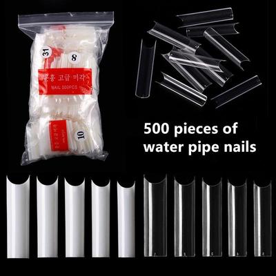 Hojas para decoración de uñas, 500 piezas de uñas postizas transparentes, parches para uñas de tubería de agua en bolsa de alta curvatura