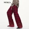 MO&Co. Red-Black Plaid High-Waist Casual Pants