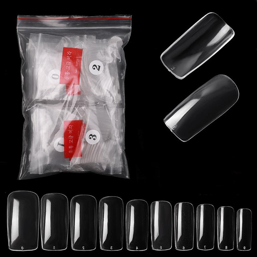 500Pcs Nail Tips, Half Cover & Full Cover False Nails, Natural Clear White Nails for Acrylic UV Gel Manicure Salon & Home Use