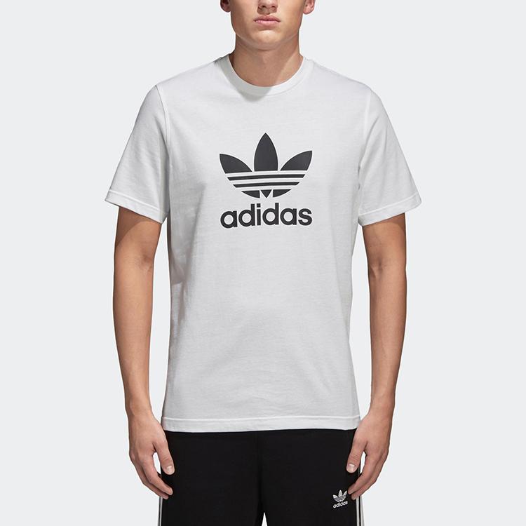 Adidas Originals Clover Letter Print Short Sleeve T-Shirt, Men Breathable Daily Sports Casual Tops White CW0710
