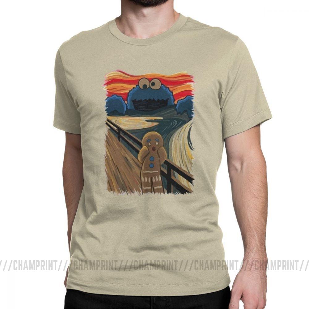 Famous Painting Harajuku Clothing Shouting Screaming Gingerbread Men S T Shirts Sesame Street Tee Shirt Cookie