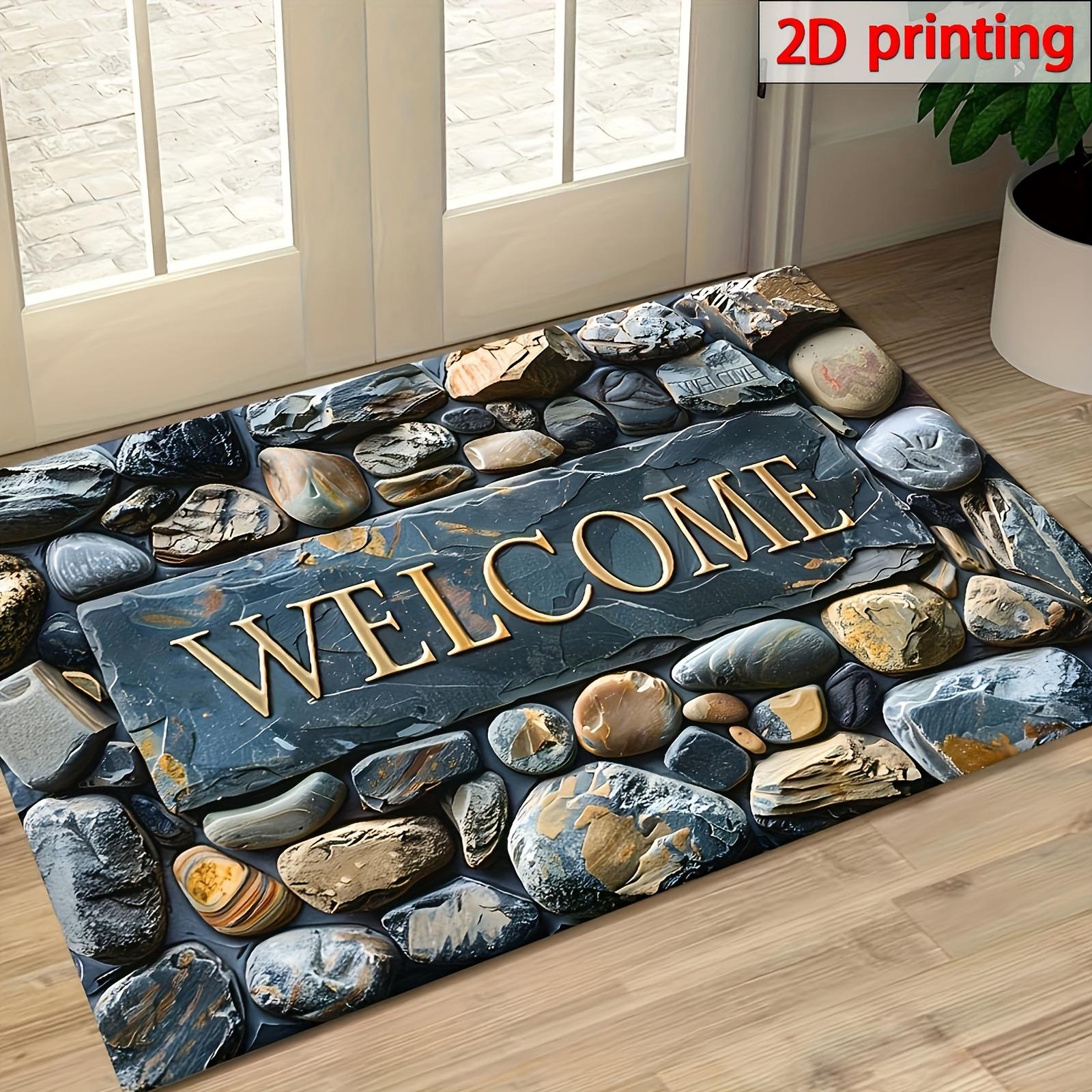Vibrant Floral Welcome Door Mat Non-Slip Polyester Floor Mat with Colorful Roses & Daisies, Lightweight Entrance Welcome Mat 50X80cm