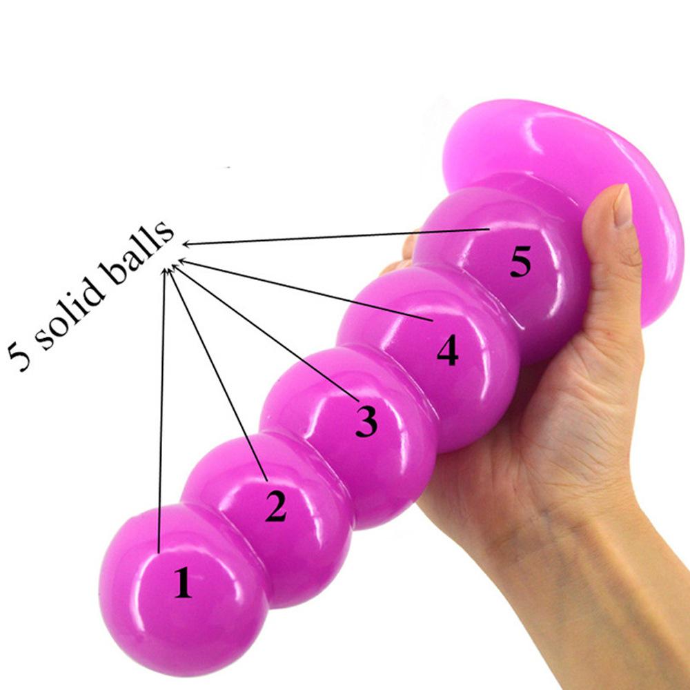 Set de Plug Anal de 5 Bolas - Entrenador de Estiramiento para Hombres y Mujeres - Diseño Hueco con Base de Succión - Juguetes Sexuales para Adultos de Principiante a Avanzado