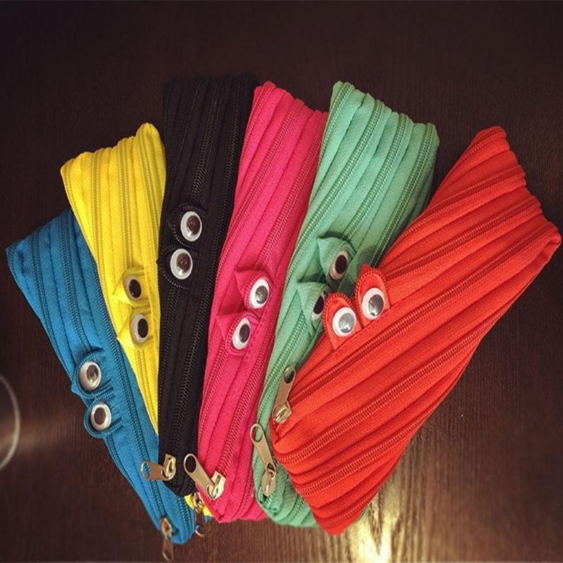 Creative Stationery Large Capacity Canvas Monster Zipper Pencil Case Women Makeup Bag Wallet