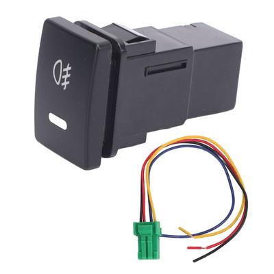 Fog Light Push Button Switch with Wiring Harness LED Background Indicator Light Multifunctional Waterproofing