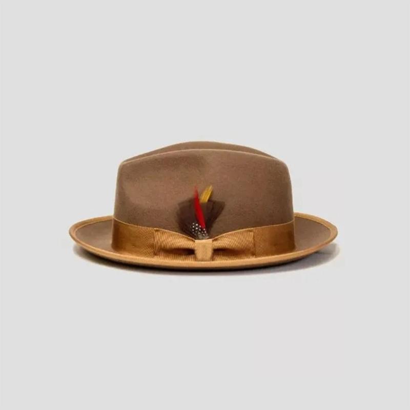 Cappello Panama Vintage Piume Cappello a Tesa Piatta Unisex Cosplay Festa Costume Cappelli Fedora