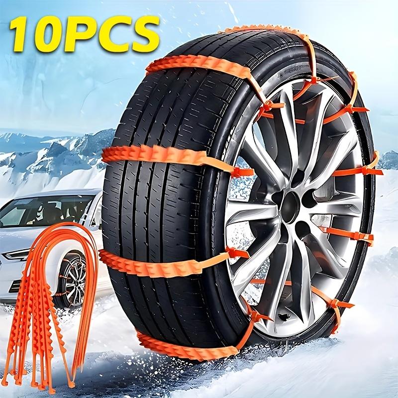 Universal Anti-Slip Tire Chains, 10pcs Reusable Zipper Traction Straps for Winter Car Tires with Dual Groove Design