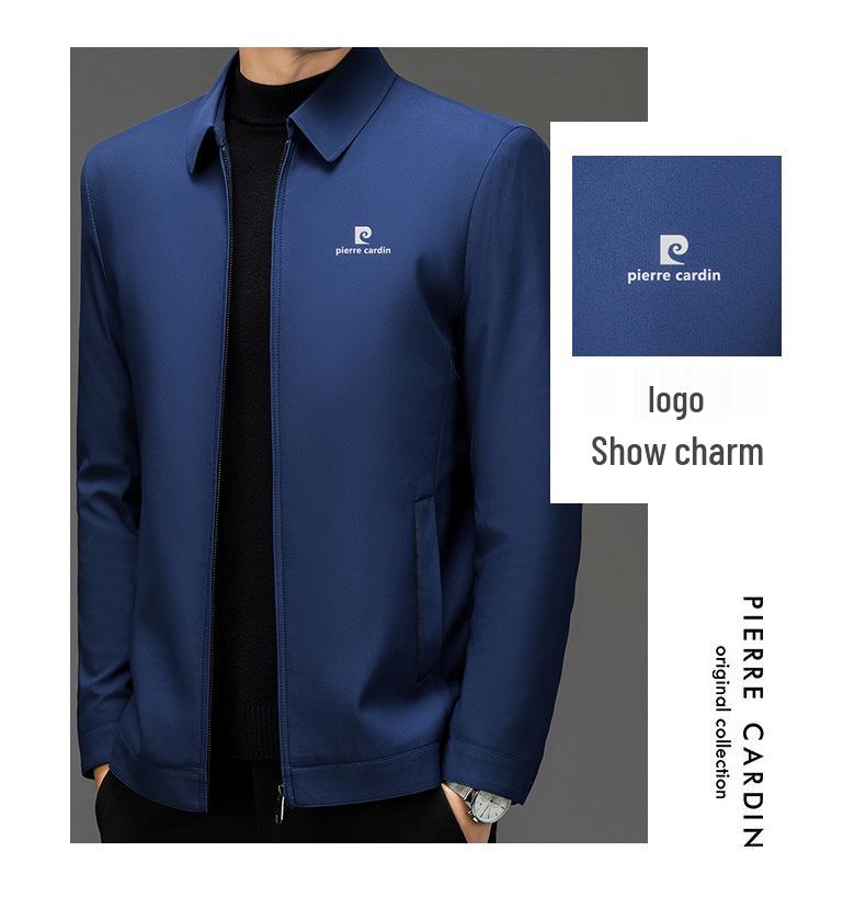 Pierre Cardin Men's Executive Plus Velvet Lapel Jacket - 2025 Autumn/Winter Mid-Aged Dad Suit Collar Outerwear