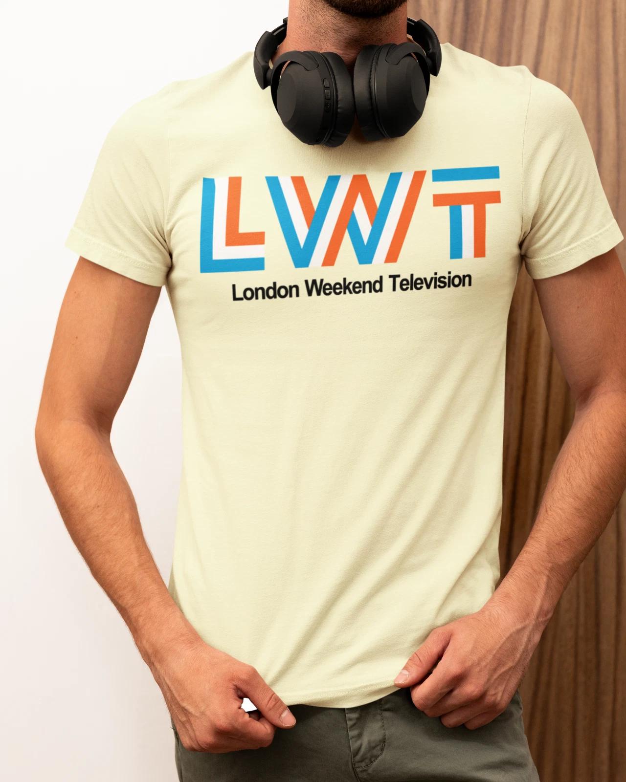 London Weekend Television BEIGE T-Shirt Retro 80s Logo TV vintage YTV LWT BBC Bg M