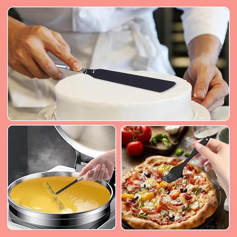 Ensemble Spatule et Étaleur à Crêpes en Acier Inoxydable Étaleurs à Pâte en Forme de T Outil à Crêpes Antiadhésif Distributeur à Crêpes Outil à Crêpes