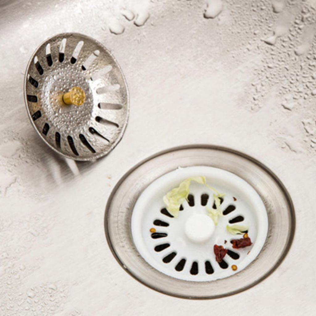 New 2pcs Metal Stainless Steel Kitchen Sink Basin Waste Plug Strainer Drainer