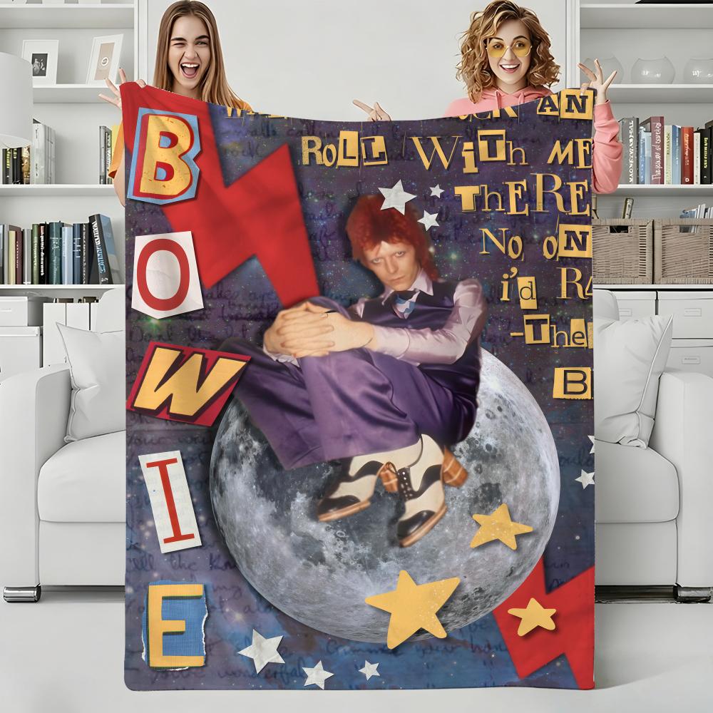Music D-David Bowie Throw Flannel Blanket Perfect for Sofa Office Bed Travel Sleep Read Relax Camping Four Season Use