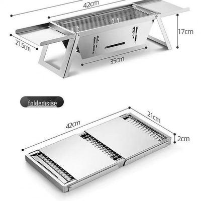 Portable Folding Stainless Steel Charcoal Grill for Indoor/Outdoor Use