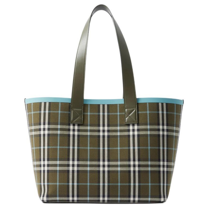 

Burberry Open-Top Design Check Cotton And Canvas Tote Bag Women Tote Bags Olive-Green 80856001 Shopping Bag Set(Basic Set+Shopping Bag)