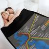 Retro Bay Area Rapid Transit Map Throw Blanket Travel Personalized Gift Soft Plaid Hairy Blankets