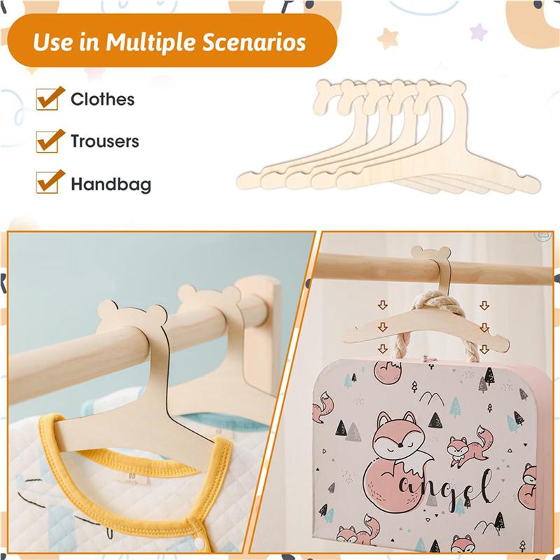 ABMH-Wooden Kids Hangers, 40Pcs Baby Coat Hanger For Clothes 9In Kids Baby Toddler Children Wooden Hangers, For Clothes&Pants