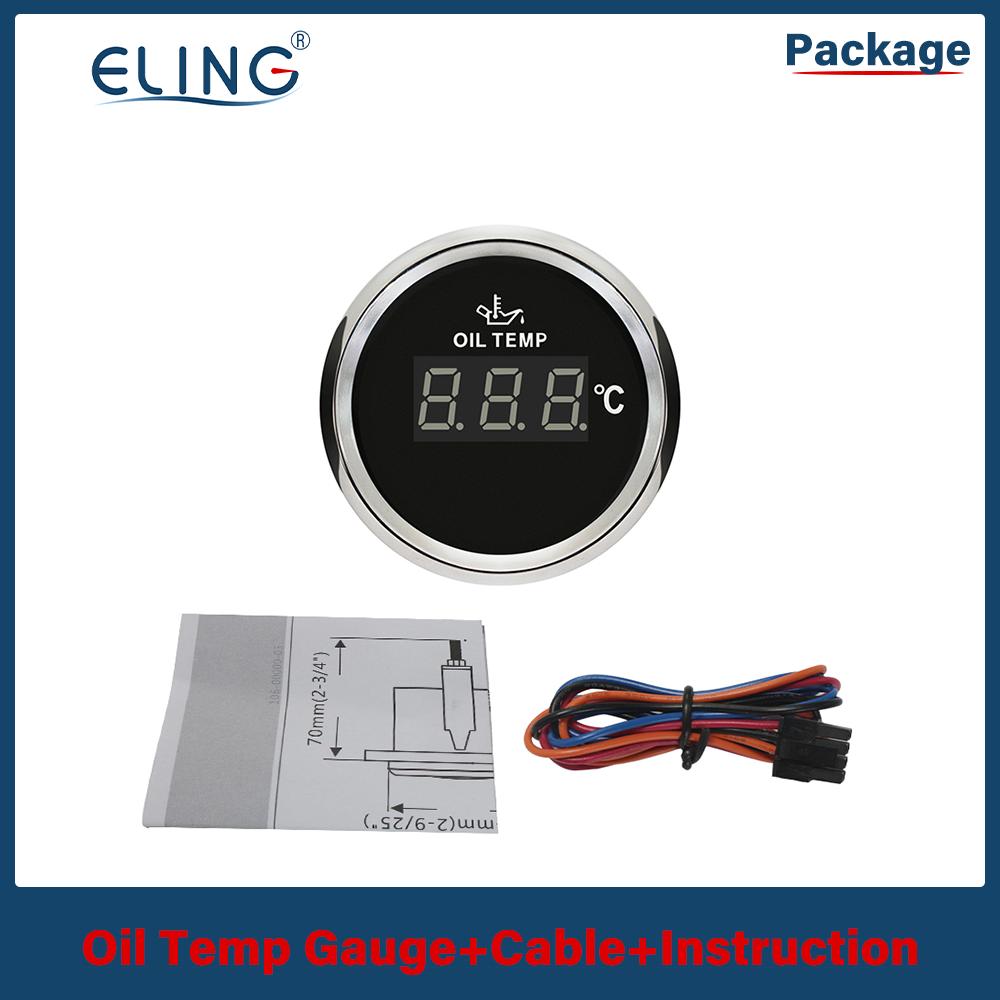 ELING 52mm (2'') Engine Oil Temp Gauge Temperature 50-150℃ with Red Backlight for Motorcycle Truck Vessels 12V 24V