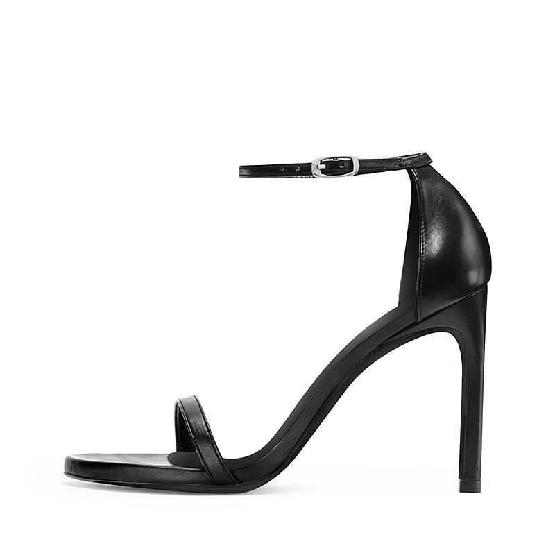 High heels women's 2025 new summer one-word strap stiletto black sexy fashion Roman Internet celebrity sandals ins