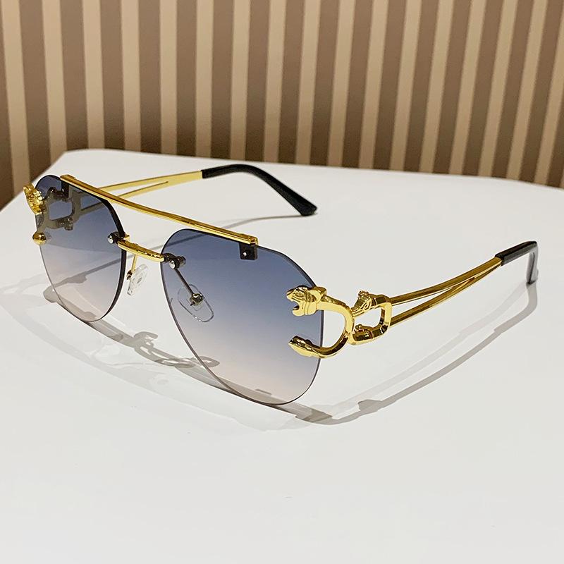 Vintage Rimless Men Women Trendy Gradient Shades Double Bridge UV400 Eyewear