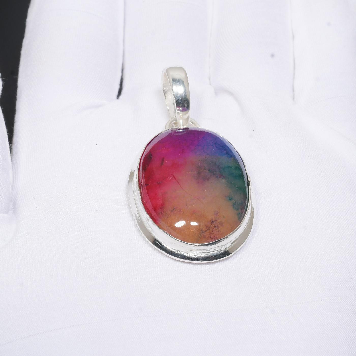 Радужный солнечный кварцевый драгоценный камень ручной работы Стерлинговое серебро 925 — фото 4