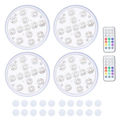4Pcs Submersible LED Lights Inground Pool Lights IP68 Water Resistant Remote Control Underwater