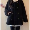 Plus Size Thick Lambswool Coat - Women's Warm, Stylish and Age-Reducing Winter Cardigan