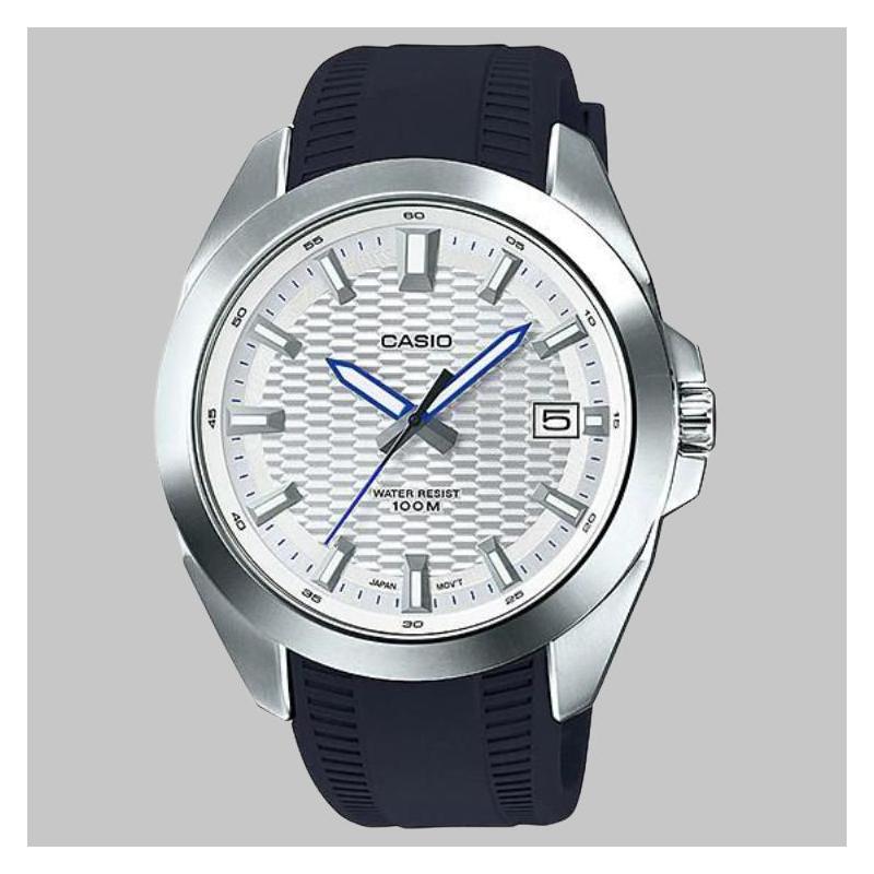 Casio STANDARD Series 100 Meters Waterproof Quartz Movement Resin Strap Japanese and Korean Watch 51.5mm47.2mm10.1mm Men's Watch Silver MTP-E400-7AV